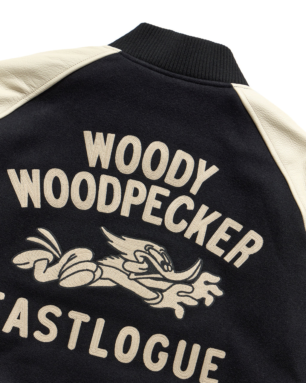 Eastlogue - Woody Leather Mix Stadium Jacket (D.navy Wool) product image 5 | TRAB K-Fashion Australia