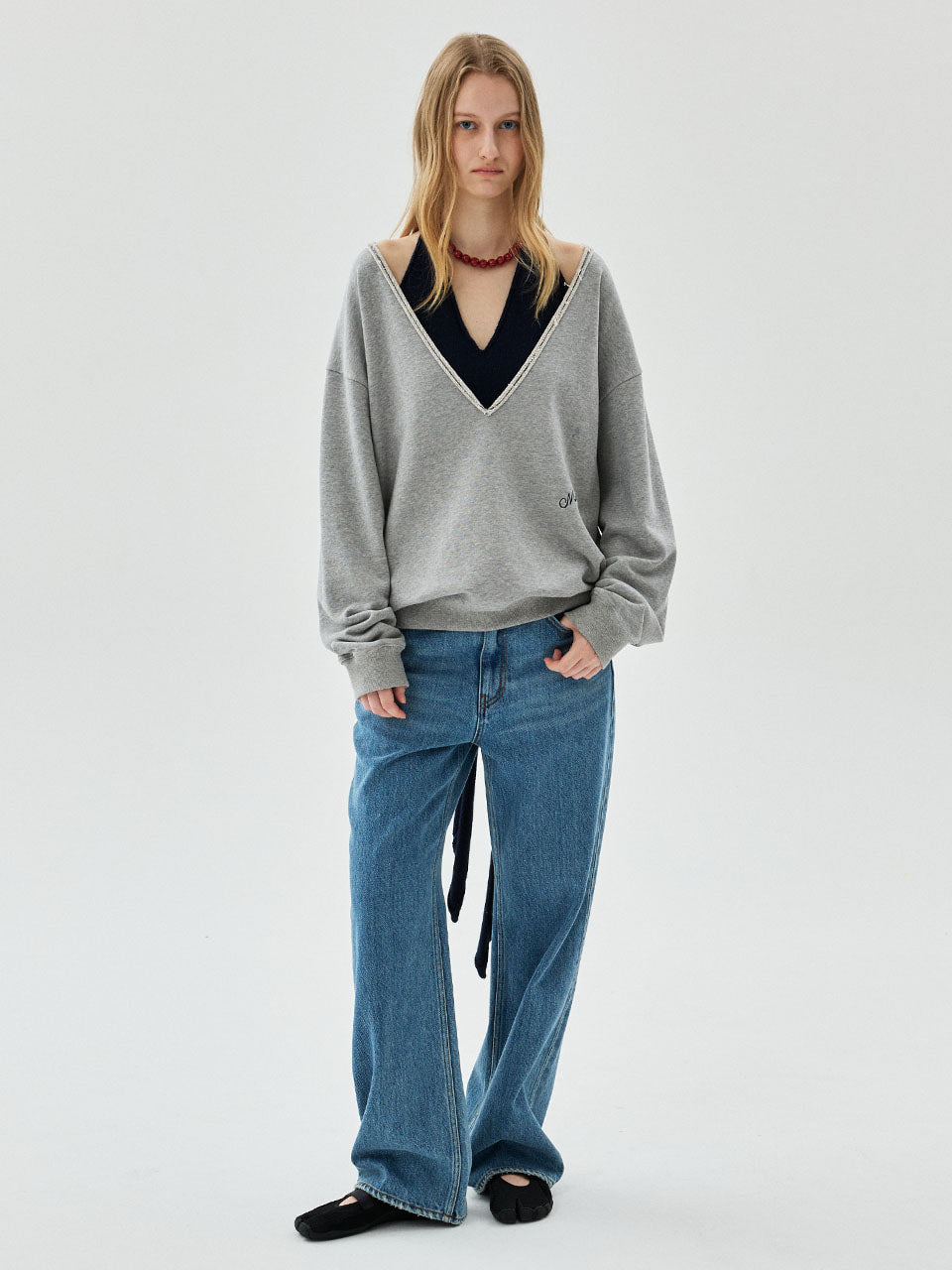 Mardi Mercredi - [Pre-Order – Ships August 14] Essential Wide Denim Pants (Blue) product image 1 | TRAB K-Fashion Australia