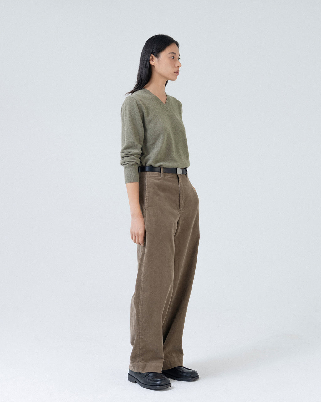 Brownyard - Extra Super Fine V Neck Knit (Olive Grey) product image 2 | TRAB K-Fashion Australia