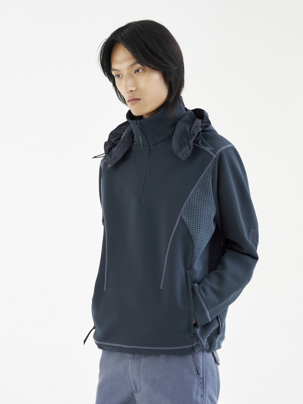 Jiyong Kim - Hooded Half Zip-Up (Navy) product image 3 | TRAB K-Fashion Australia