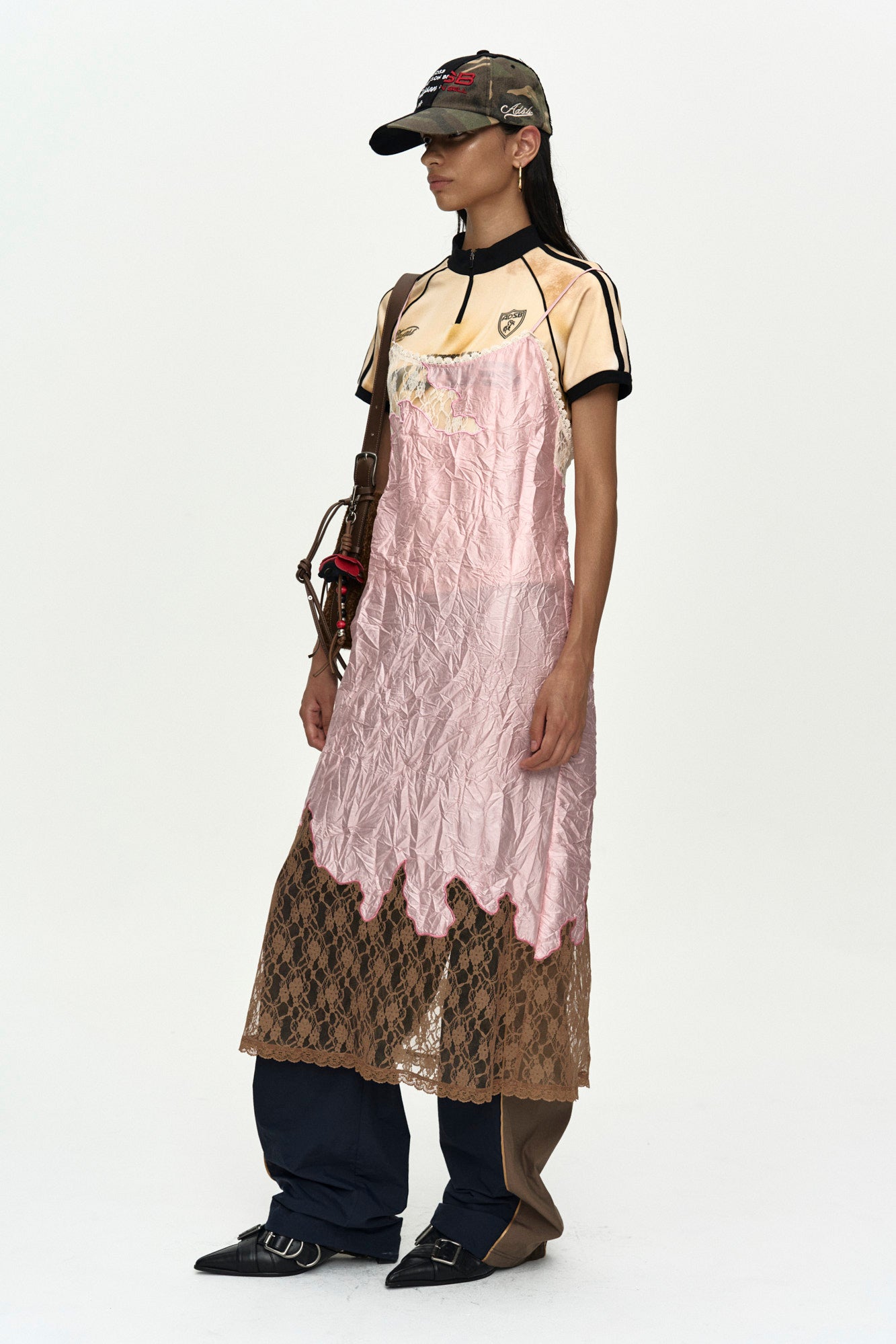 Andersson Bell - Embroidery Lace Dress (Pink/Brown) product image 2 | TRAB K-Fashion Australia