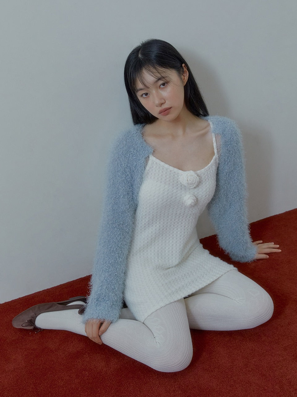 Margarin Fingers - Pom Pom Knit Bolero (powder Blue) product image 1 | TRAB K-Fashion Australia