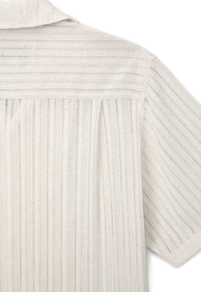 Tonywack - Crochet Camp Collar Half Sleeve Shirt (Melange Ecru) product image 9 | TRAB K-Fashion Australia