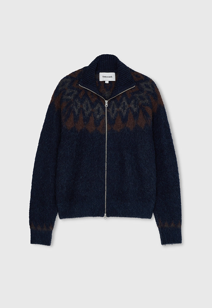 Tonywack - Nordic Mohair Zip Up Knit (Dark Navy) product image 8 | TRAB K-Fashion Australia