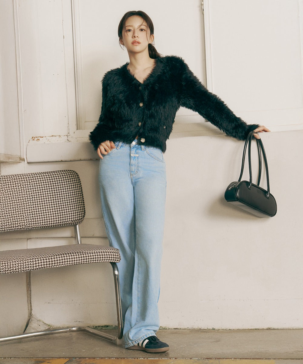 Marithe & Francois Girbaud - V-neck Crop Cardigan (Black) product image 1 | TRAB K-Fashion Australia