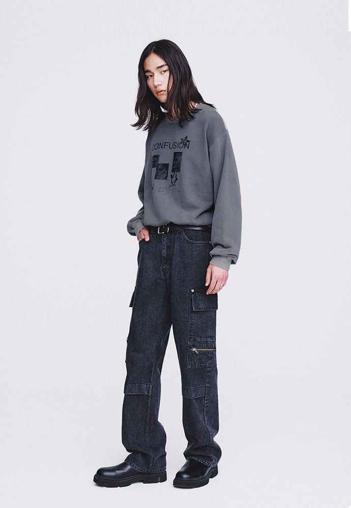 Tonywack - Confusion Mugshot Garment-Dyeing Sweatshirt (Faded Grey) product image 2 | TRAB K-Fashion Australia