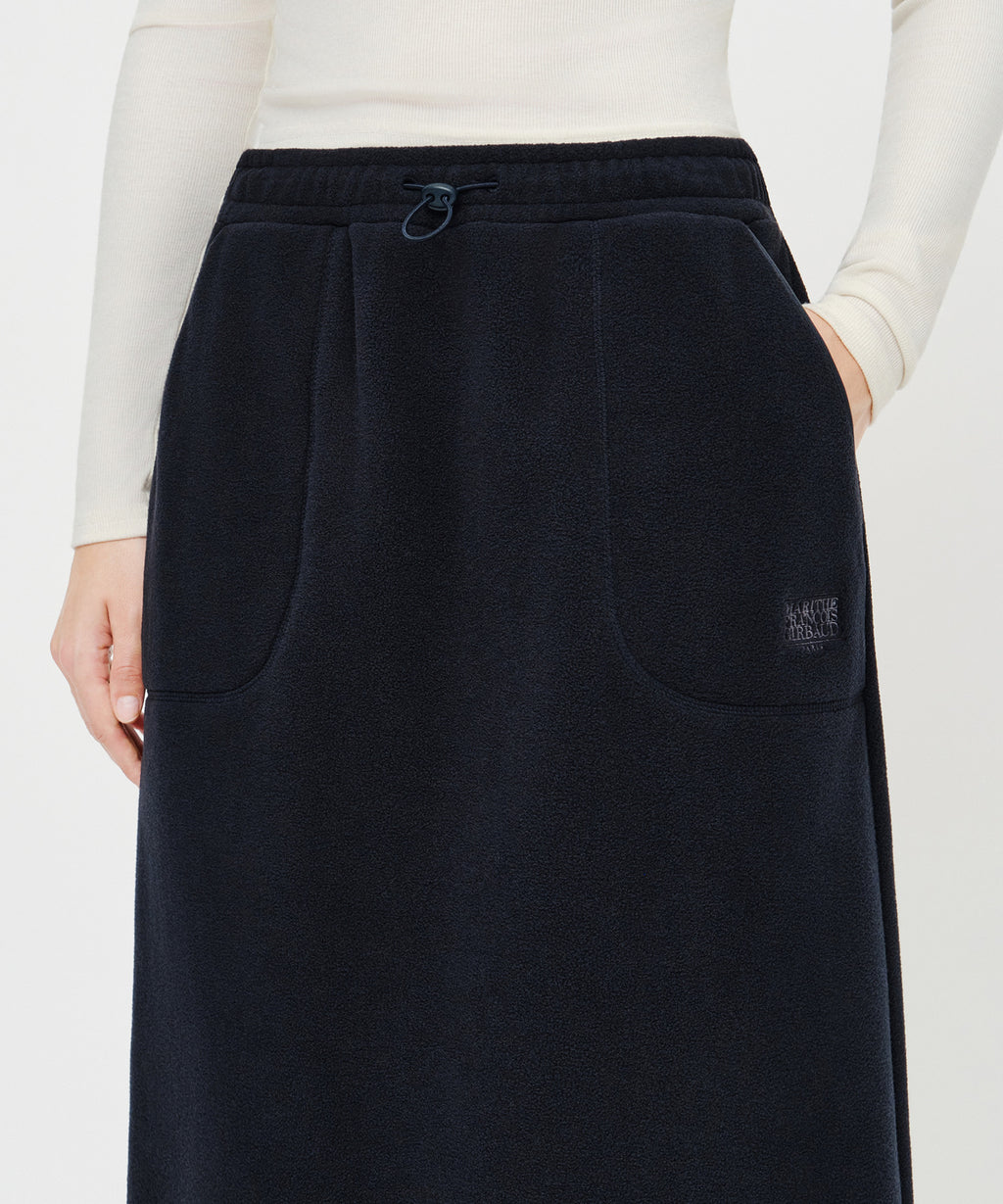 Marithe & Francois Girbaud - Classic Logo Long Fleece Skirt (Dark Navy) product image 2 | TRAB K-Fashion Australia