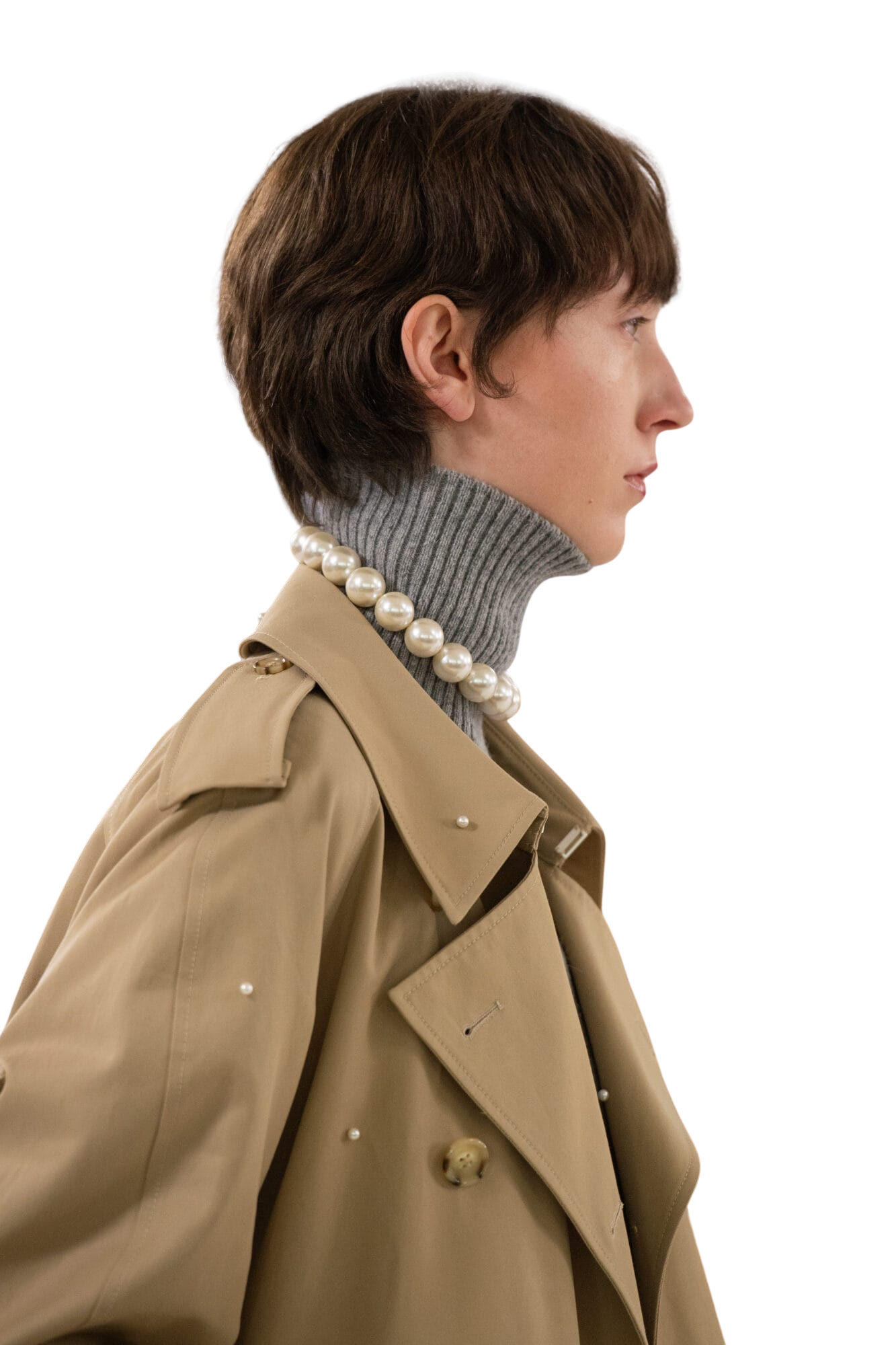 Kimhe Kim - Pearl Embellished Trench Coat (Beige) product image 4 | TRAB K-Fashion Australia