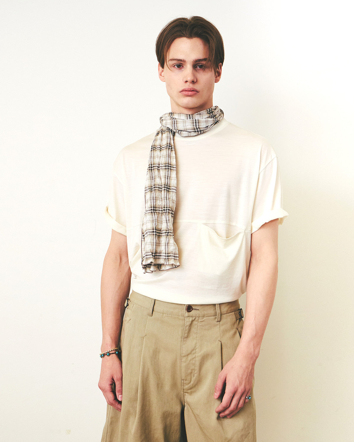 Eastlogue - Pattern Scarf (Beige & Black Check) product image 2 | TRAB K-Fashion Australia