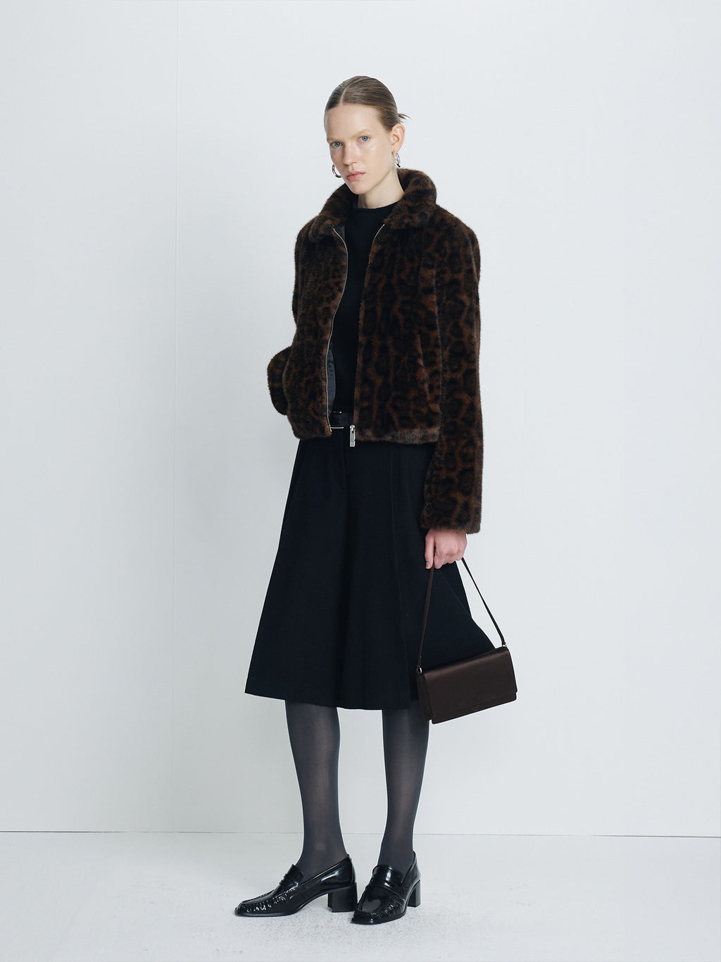 Tonywack - Leopard Faux Fur Zippered Jacket (Brown Leopard Print) product image 1 | TRAB K-Fashion Australia