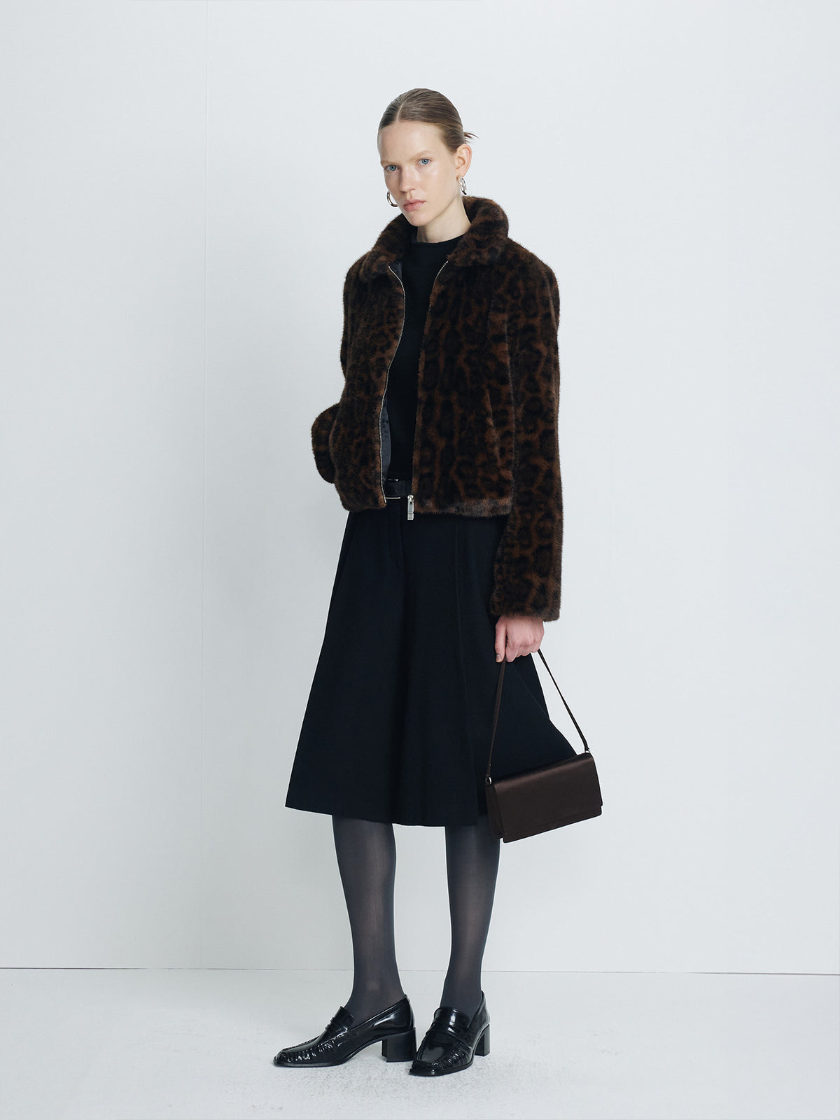 Tonywack - Leopard Faux Fur Zippered Jacket (Brown Leopard Print) product image 1 | TRAB K-Fashion Australia