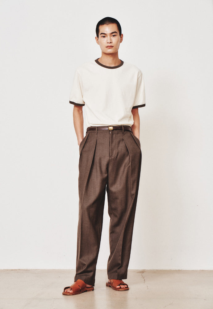 Art if acts - Reverse Wool Two Tuck Pants (Brown) product image 3 | TRAB K-Fashion Australia