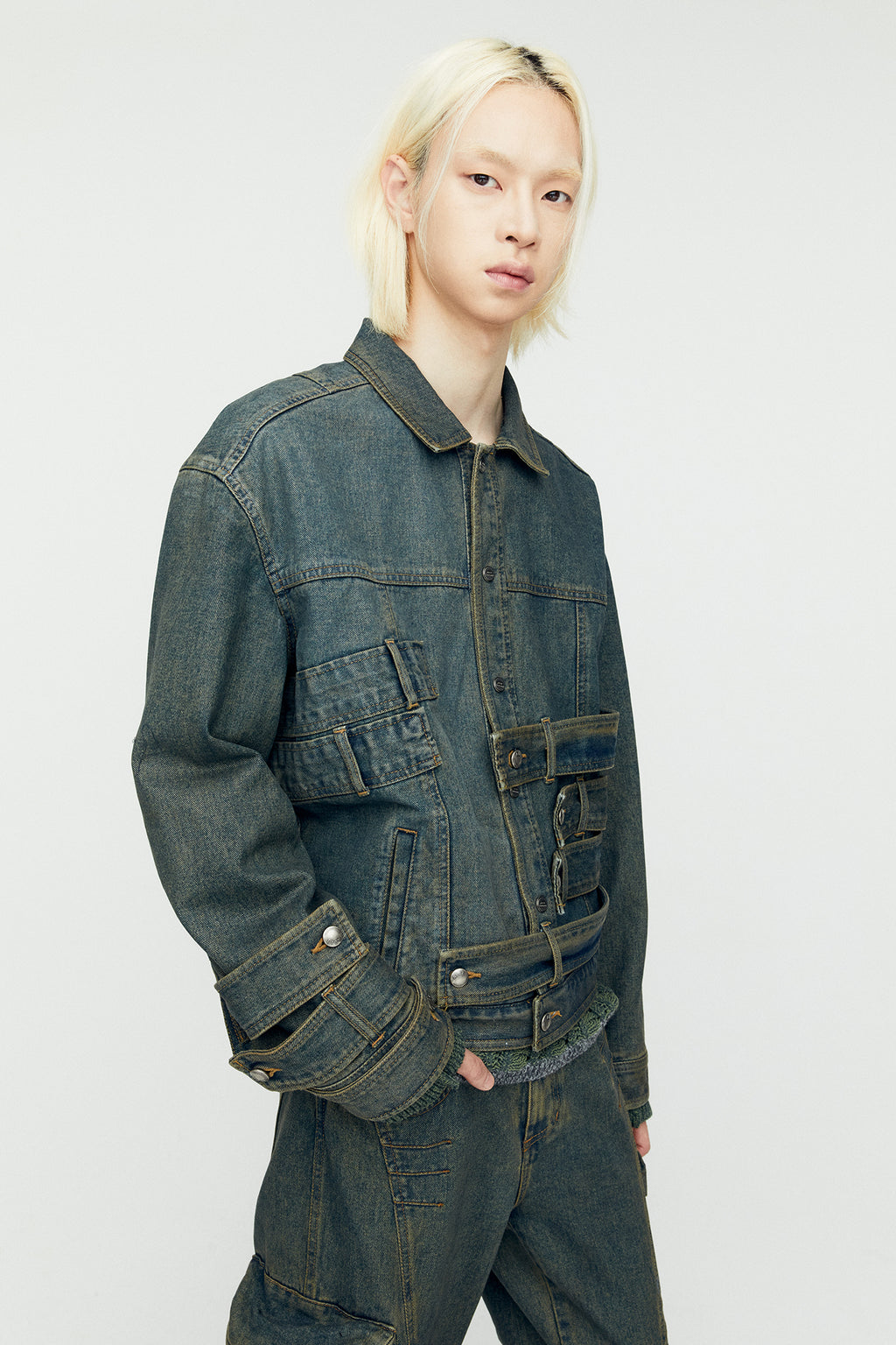 Andersson Bell - Waistbands Denim Jacket (Army Green) product image 6 | TRAB K-Fashion Australia