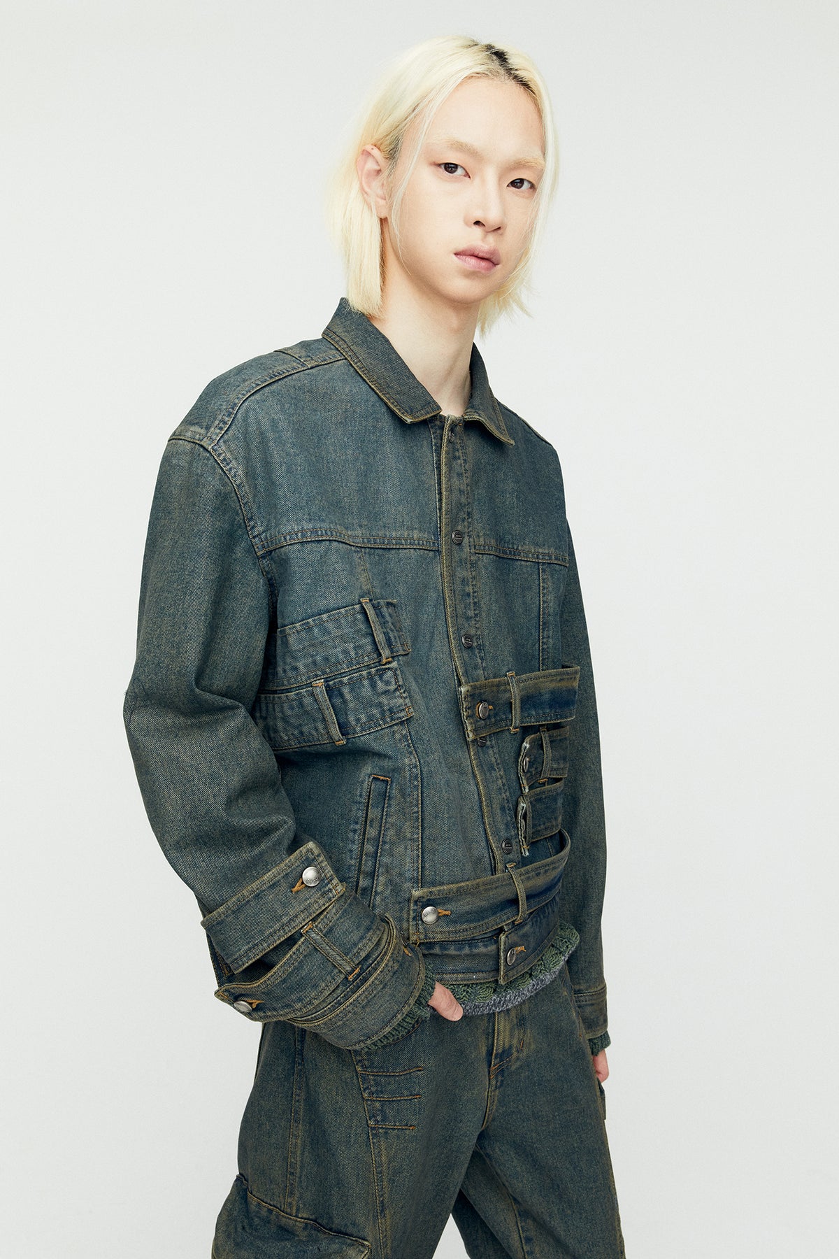 Andersson Bell - Waistbands Denim Jacket (Army Green) product image 6 | TRAB K-Fashion Australia