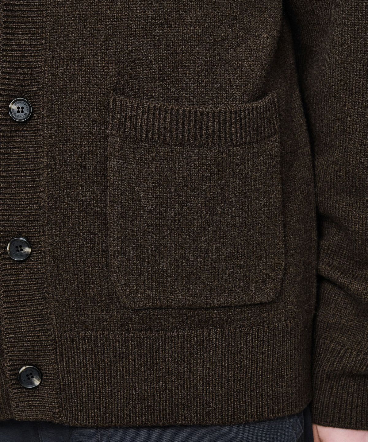 Marithe & Francois Girbaud - Premium Small Classic Logo Cashmere V-neck Cardigan (Brown) product image 4 | TRAB K-Fashion Australia