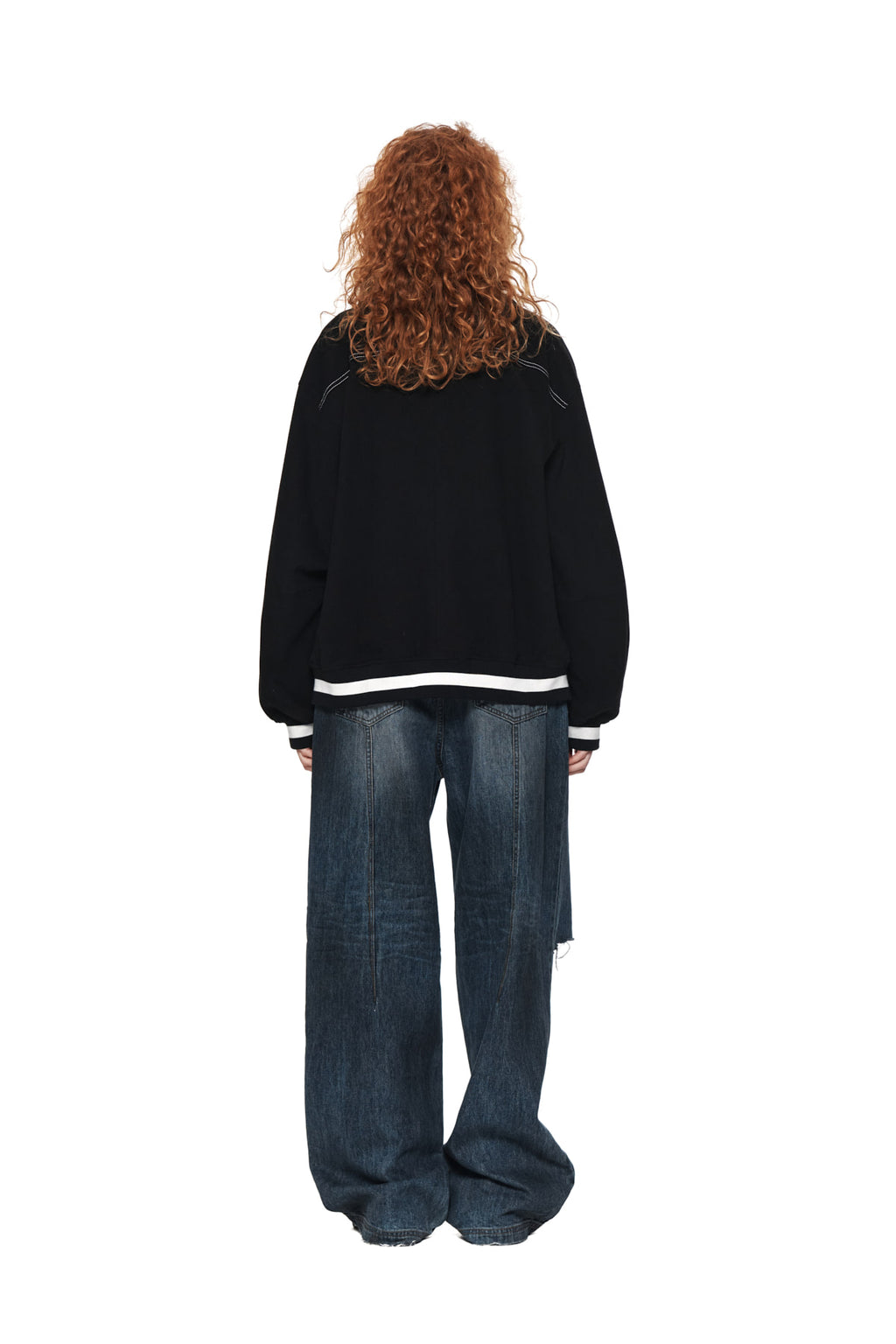Matin Kim - Stitch Varsity Jumper (Black) product image 7 | TRAB K-Fashion Australia