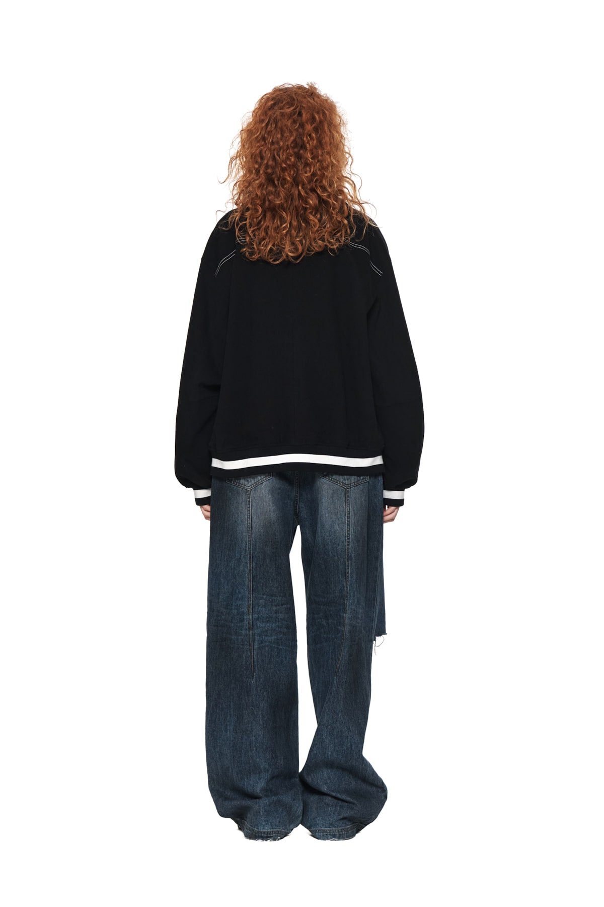 Matin Kim - Stitch Varsity Jumper (Black) product image 7 | TRAB K-Fashion Australia