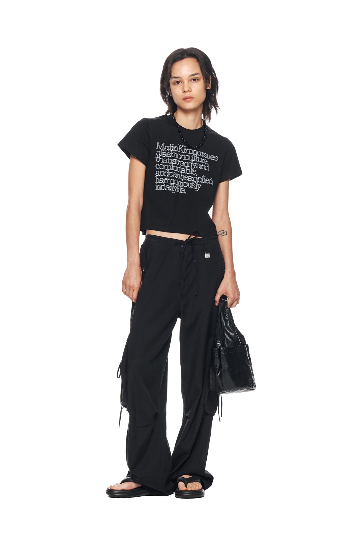 Matin Kim - String Point Big Pocket Cargo Pants (Black) product image 9 | TRAB K-Fashion Australia