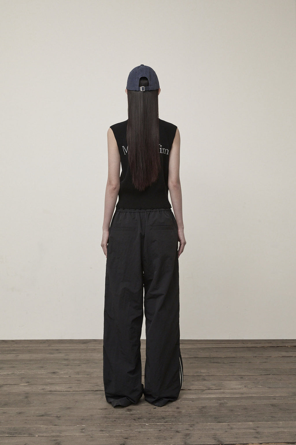 Matin Kim - High Neck Logo Knit Zip Up Vest (Black) product image 8 | TRAB K-Fashion Australia