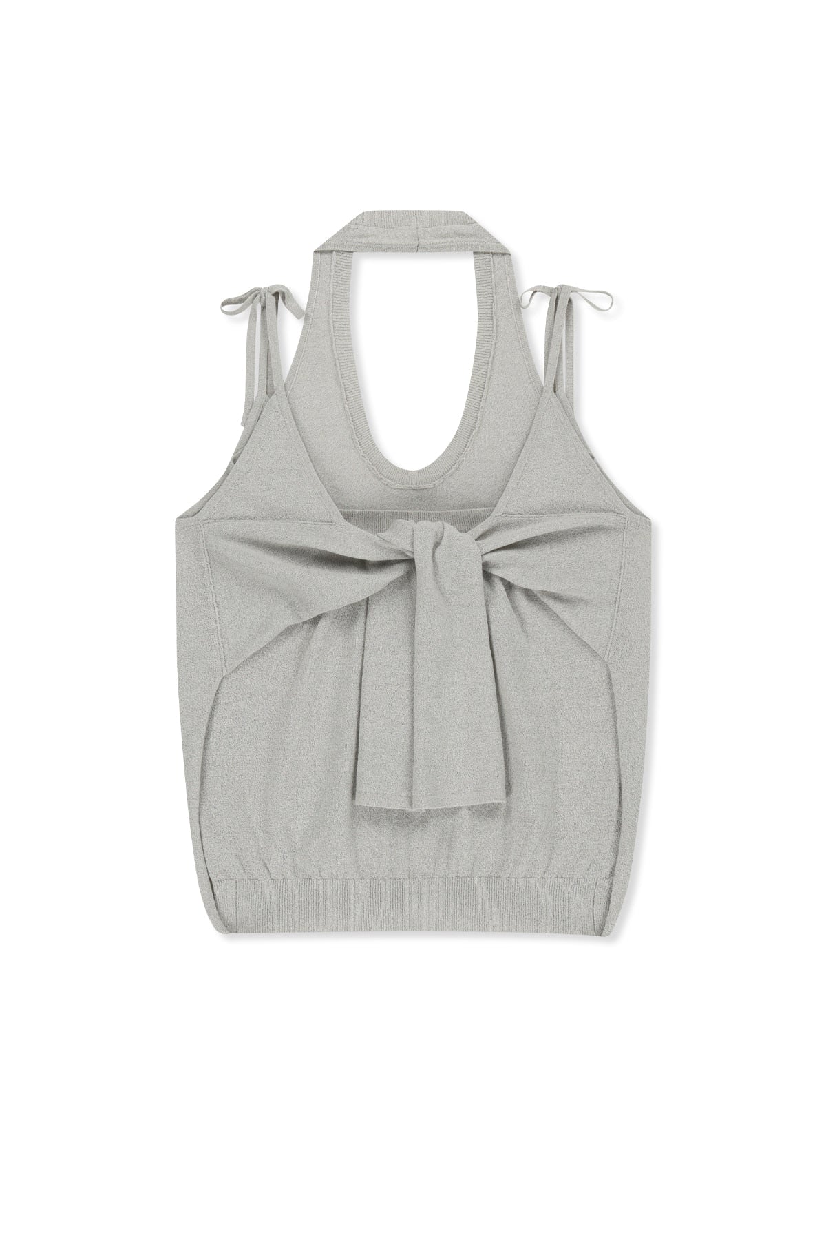 Matin Kim - Layered Tie Halter Neck Knit Top (Light Grey) product image 2 | TRAB K-Fashion Australia