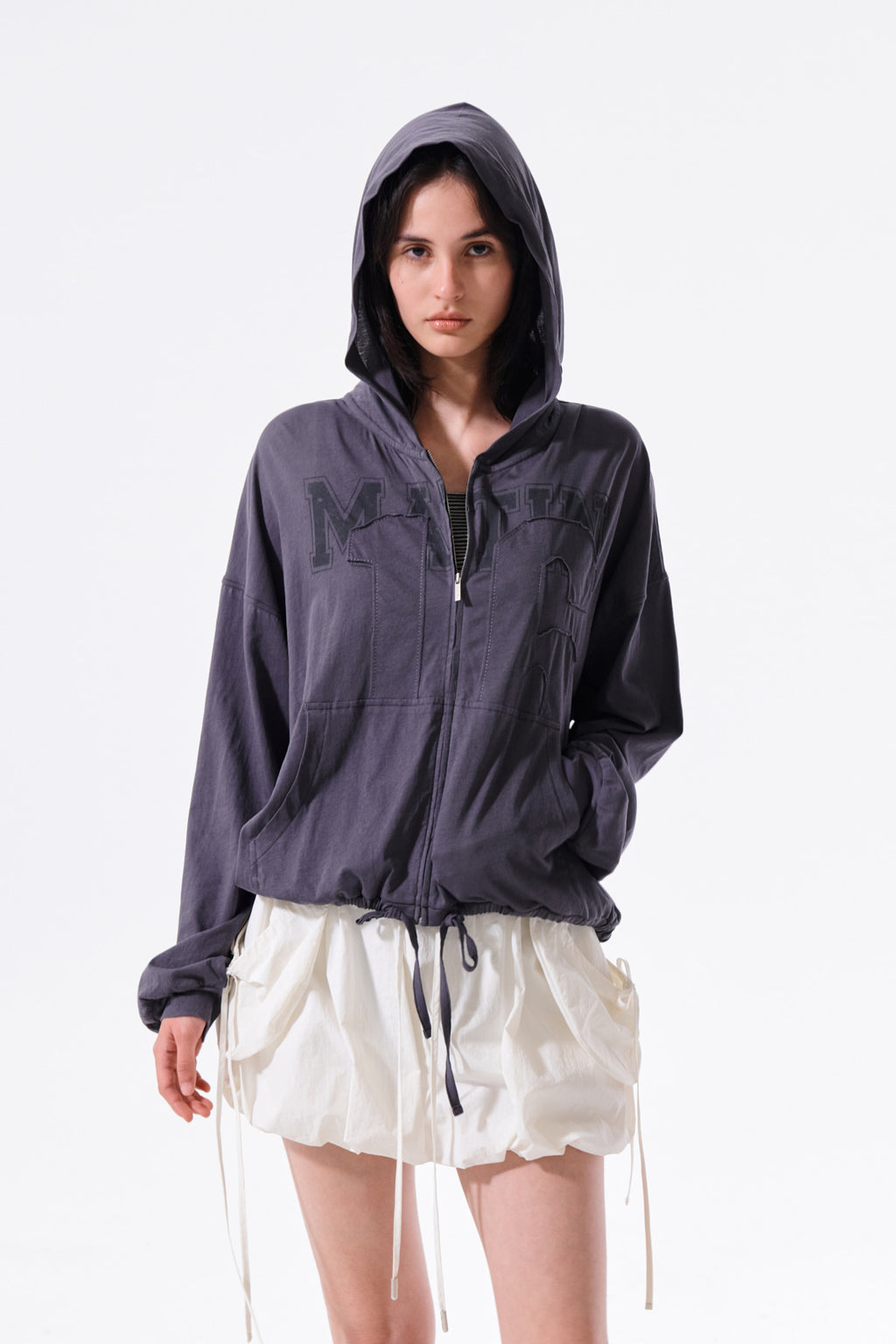 Matin Kim - Matin 16 Applique Logo Hoody Zip Up (Dark Navy) product image 13 | TRAB K-Fashion Australia