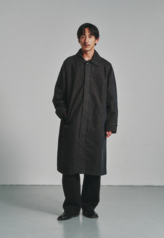 Art if acts - Garment Washed Bal Collar Coat (Moss Black) product image 1 | TRAB K-Fashion Australia
