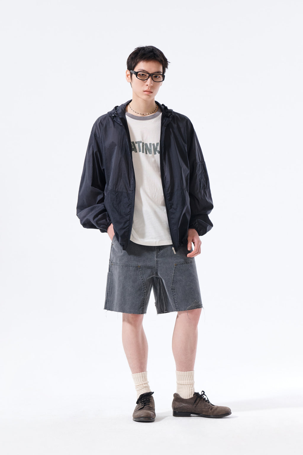 Matin Kim - Back Logo Hoody Windbreaker (Charcoal) product image 10 | TRAB K-Fashion Australia
