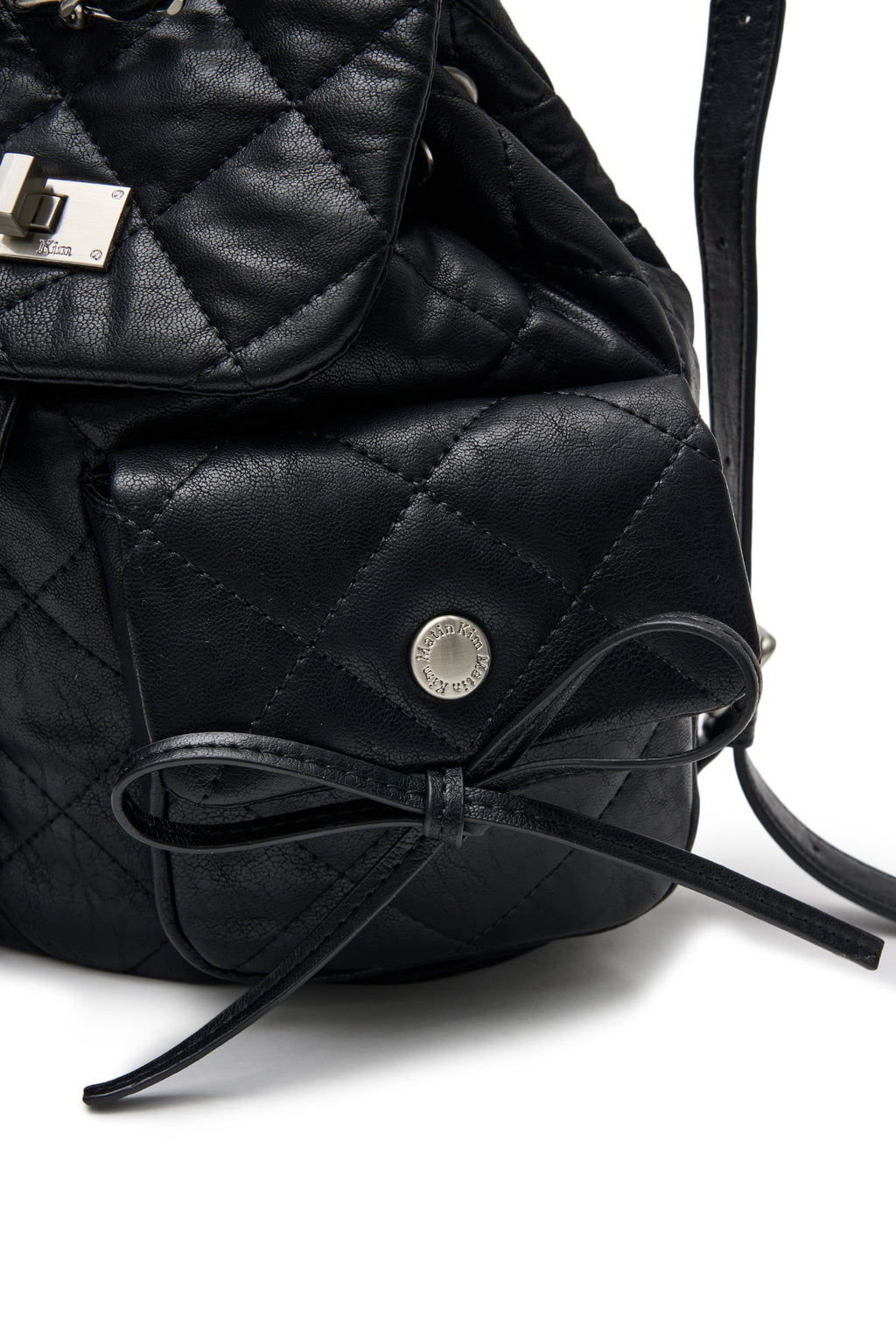 Matin Kim - Double Pocket Quilting Mini Backpack (Black) product image 4 | TRAB K-Fashion Australia