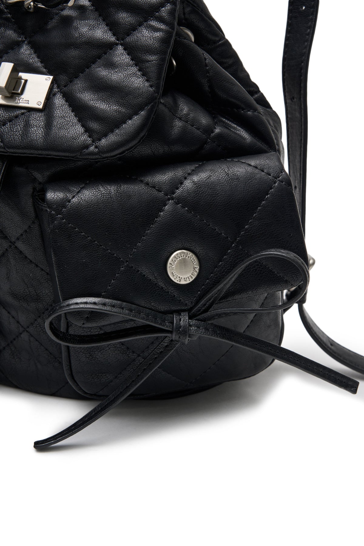 Matin Kim - Double Pocket Quilting Mini Backpack (Black) product image 4 | TRAB K-Fashion Australia
