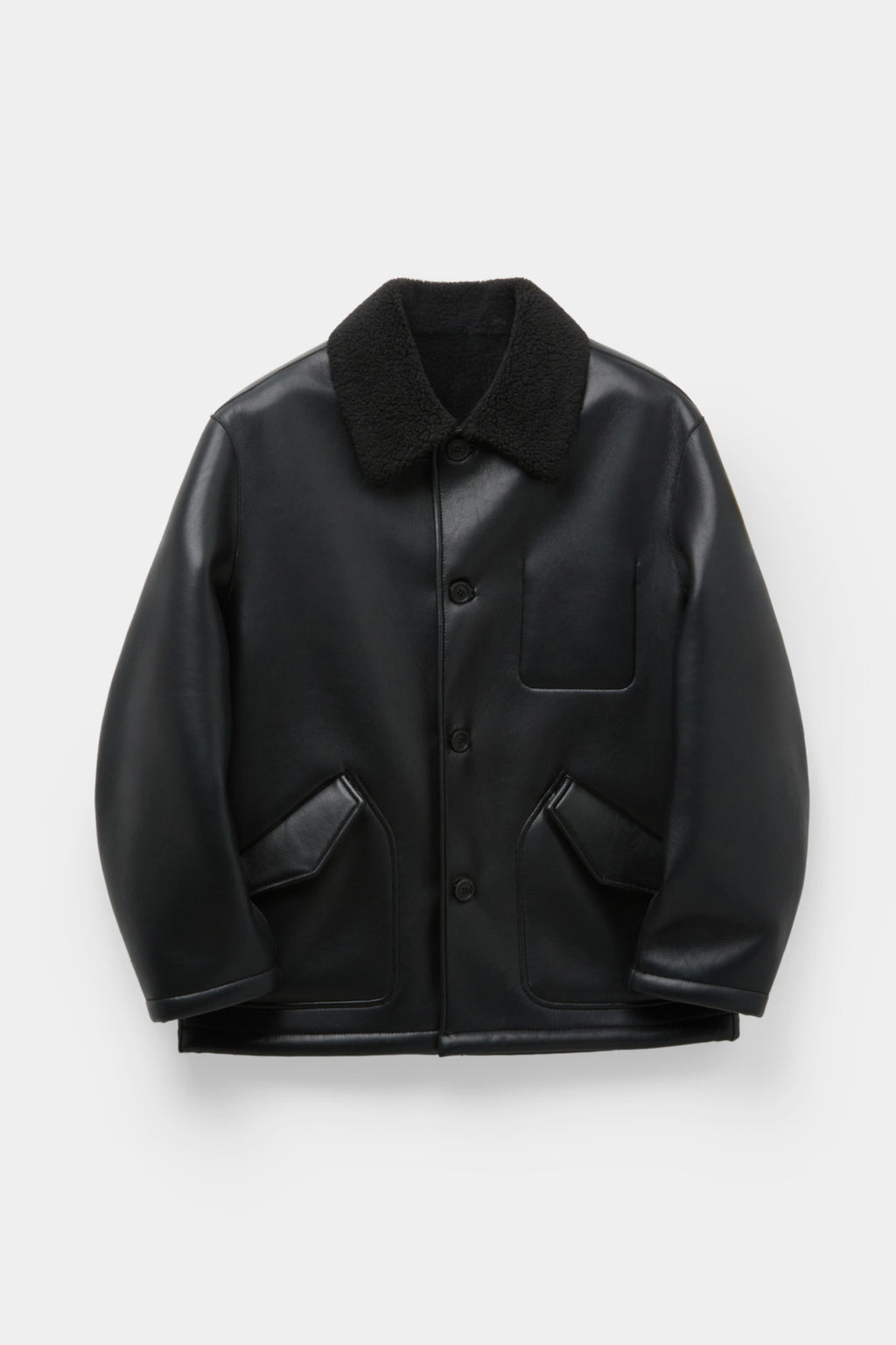 Coor - Linking Binding Fake Shearling Half Coat (Black) product image 1 | TRAB K-Fashion Australia