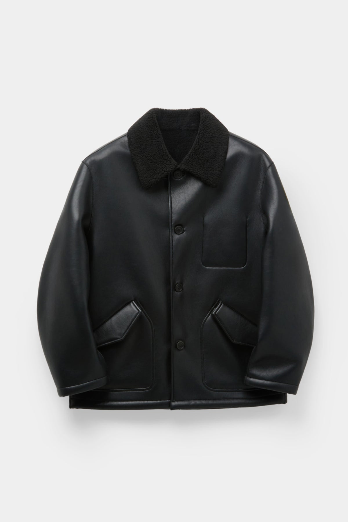 Coor - Linking Binding Fake Shearling Half Coat (Black) product image 1 | TRAB K-Fashion Australia