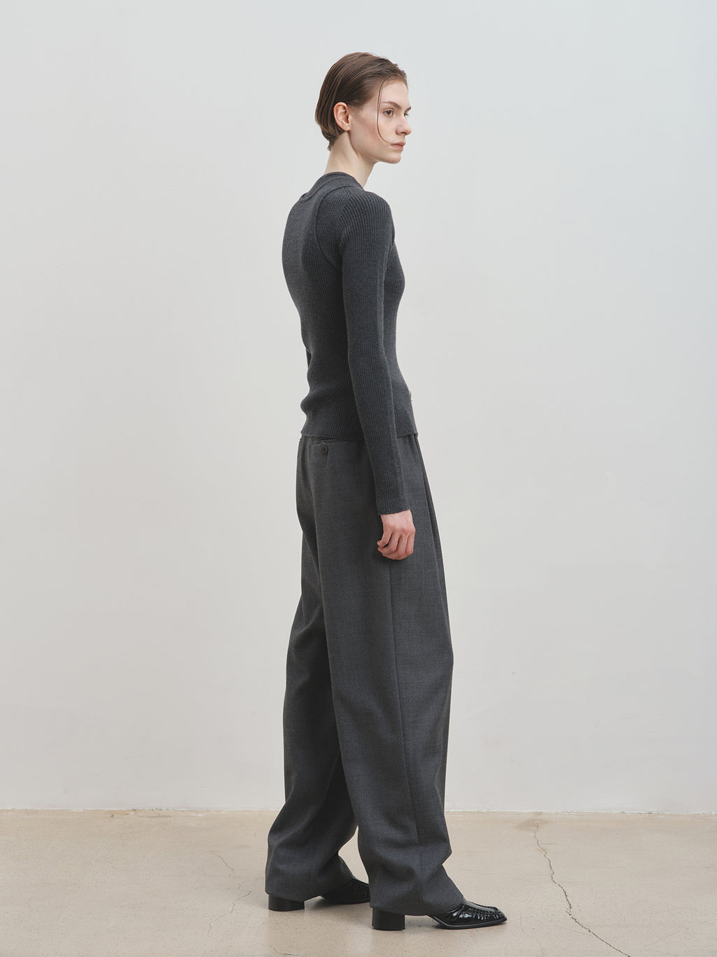 Tonywack - Button Ribbed Sleeveless Cardigan (Charcoal) product image 5 | TRAB K-Fashion Australia