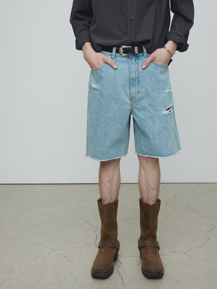 Tonywack - Raw Hem Denim Shorts (Light Washed Blue) product image 3 | TRAB K-Fashion Australia