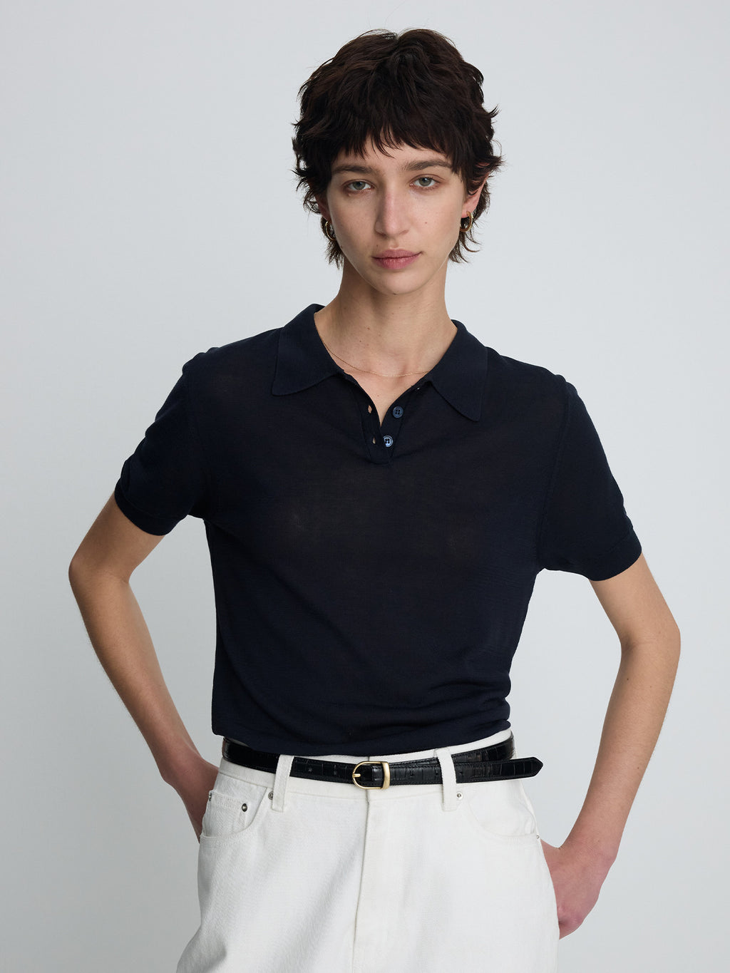 Tonywack - Silk Cotton Polo Shirt (Navy) product image 5 | TRAB K-Fashion Australia