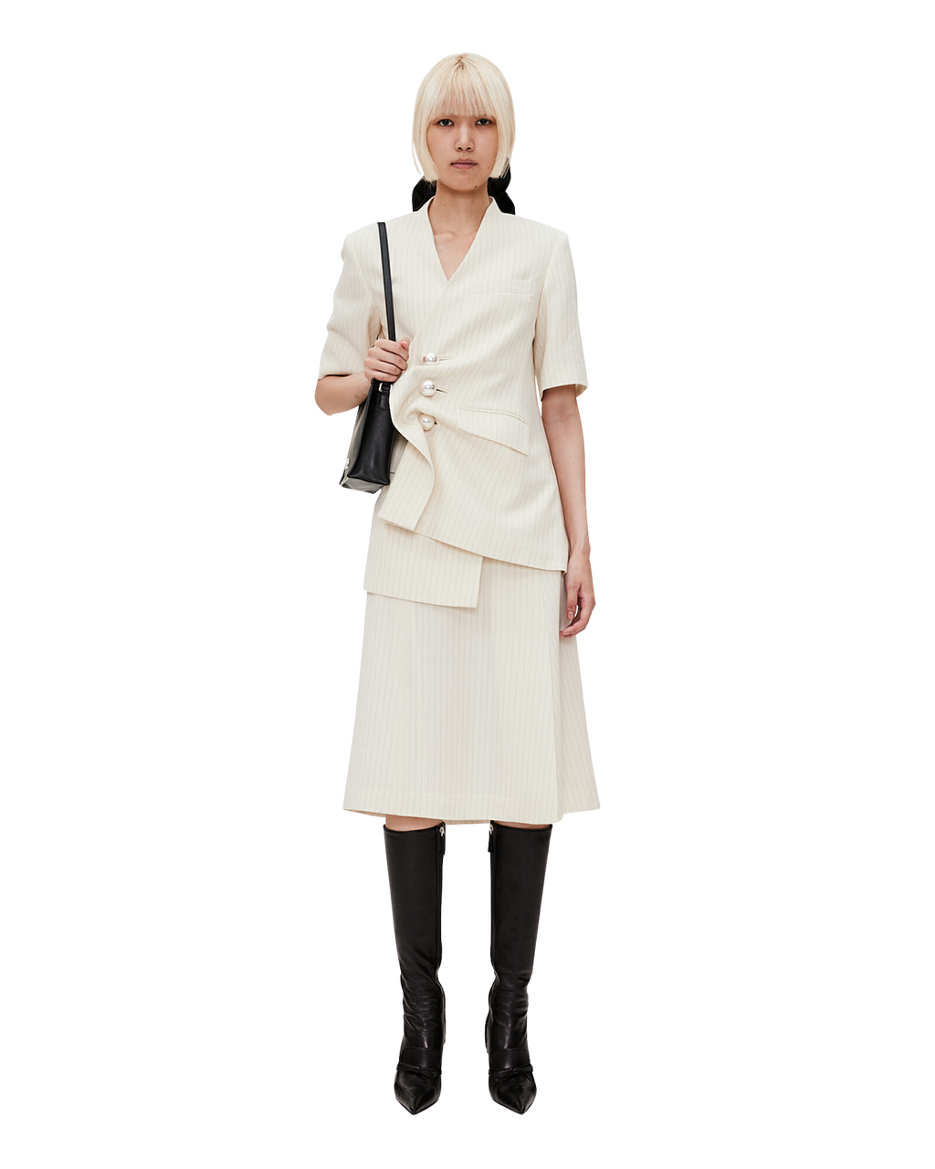 Kimhe Kim - Draped Collarless Wool Jacket (Ivory) product image 1 | TRAB K-Fashion Australia