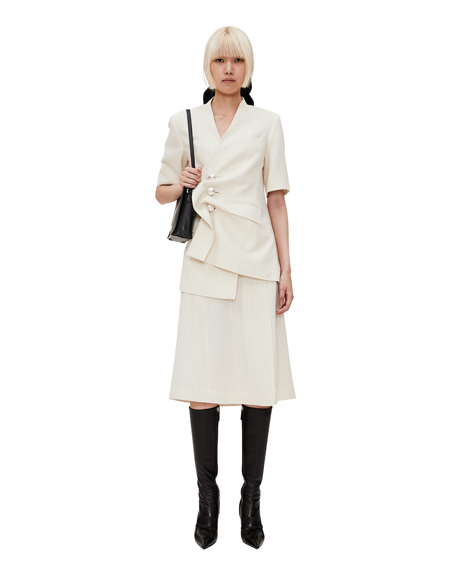 Kimhe Kim - Draped Collarless Wool Jacket (Ivory) product image 1 | TRAB K-Fashion Australia