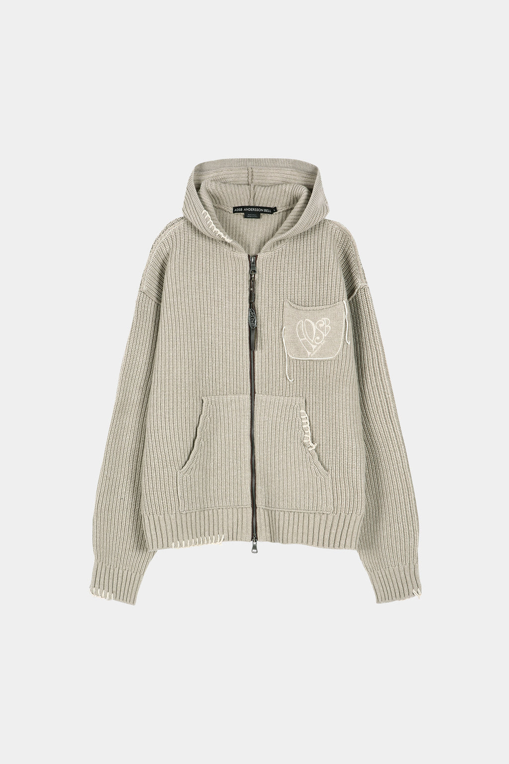 Andersson Bell - Unisex Heart Logo Hood Zip-Up Sweater (Beige) product image 15 | TRAB K-Fashion Australia