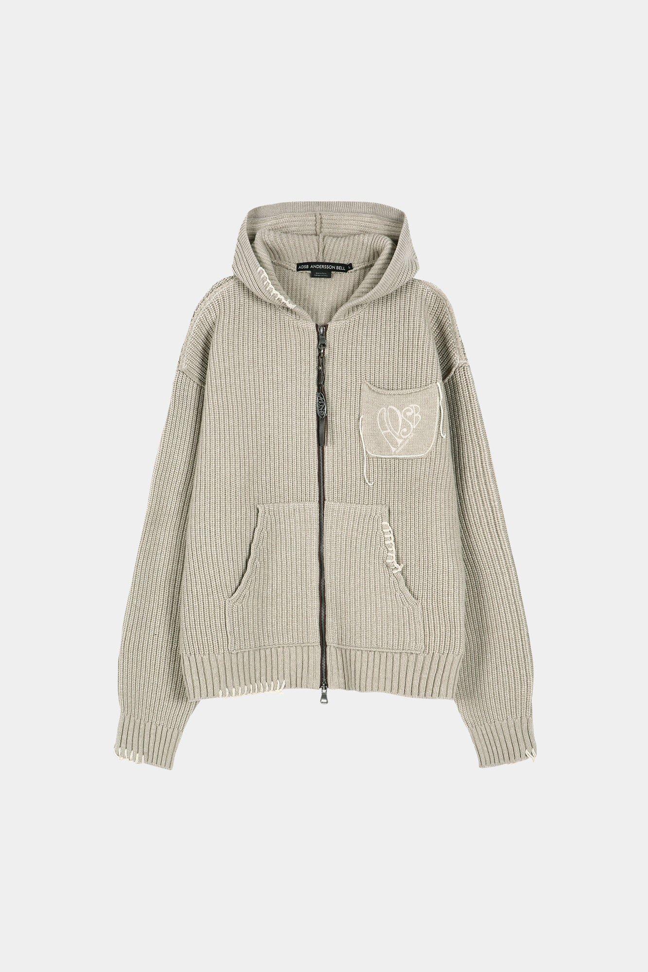 Andersson Bell - Unisex Heart Logo Hood Zip-Up Sweater (Beige) product image 15 | TRAB K-Fashion Australia