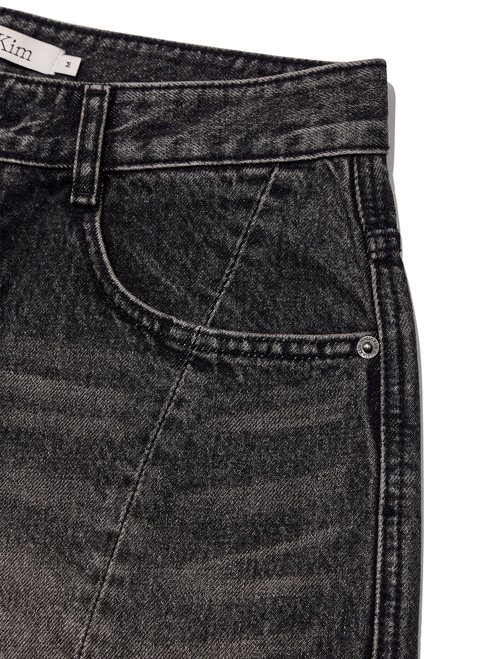 Matin Kim - Hem Point Bermuda Denim Pants (Charcoal) product image 3 | TRAB K-Fashion Australia