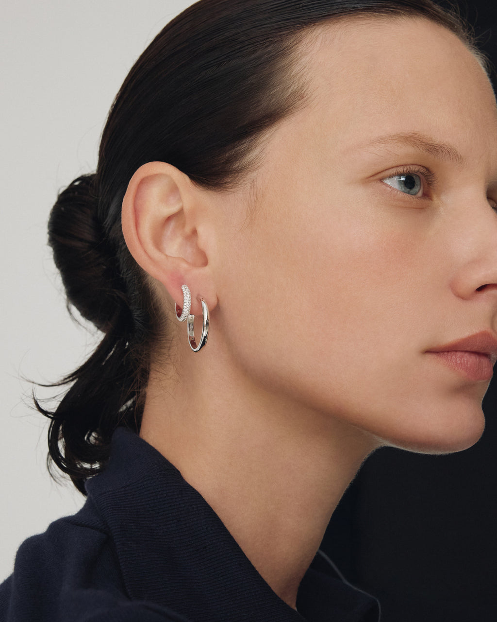 Numbering - Basic Pave Hoop Earrings #3207 product image 1 | TRAB K-Fashion Australia