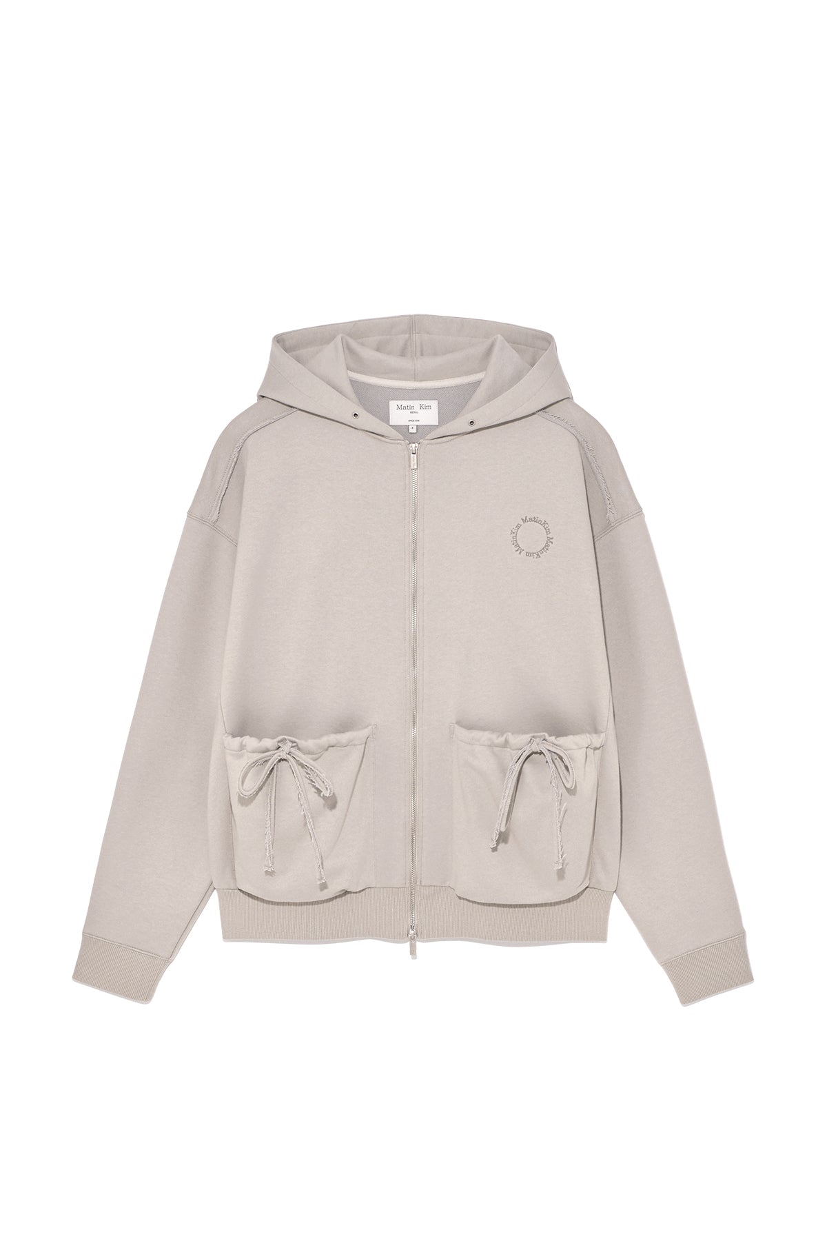 Matin Kim - Volume Pocket Hoody Zip Up (Pale Beige) product image 9 | TRAB K-Fashion Australia