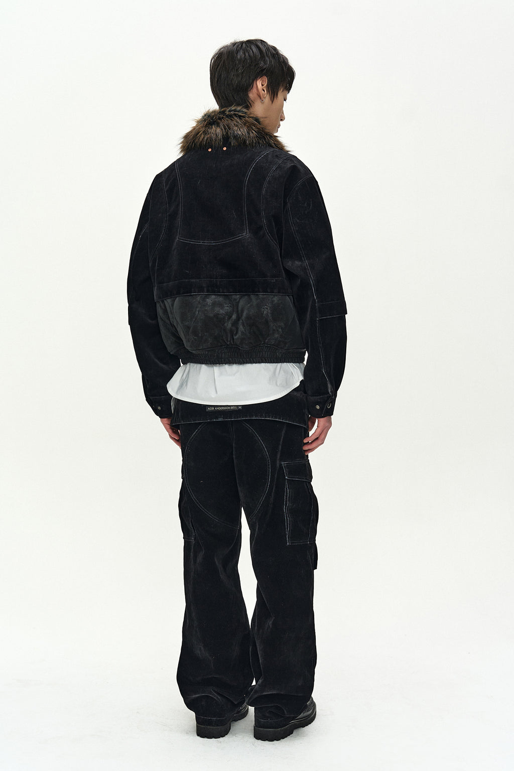 Andersson Bell - Flock Velvet Double Waist Wide-Leg Jeans (black) (Black) product image 4 | TRAB K-Fashion Australia