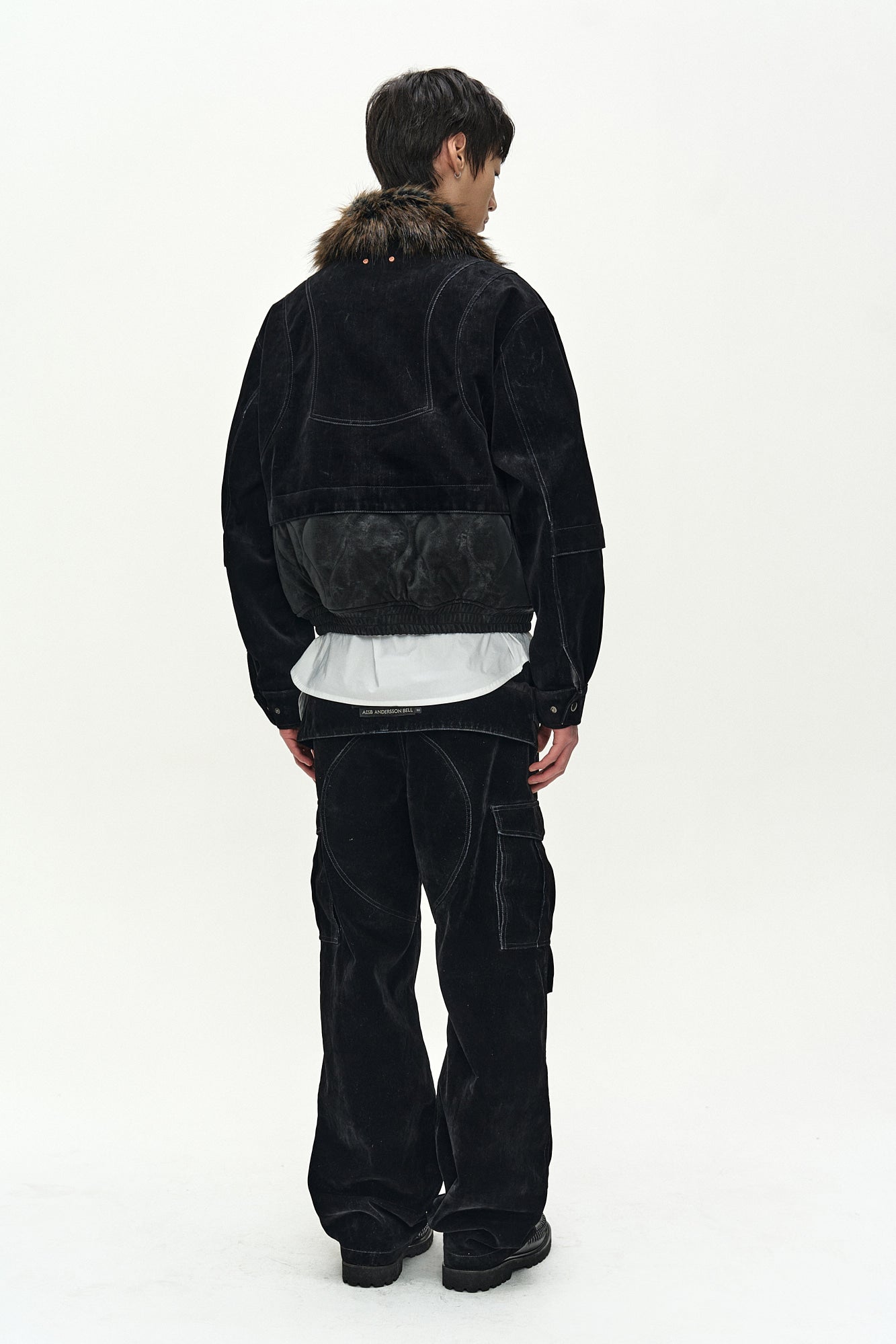 Andersson Bell - Flock Velvet Double Waist Wide-Leg Jeans (black) (Black) product image 4 | TRAB K-Fashion Australia