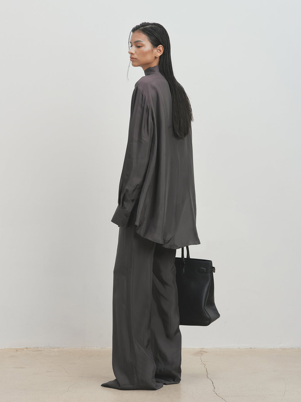 Tonywack - Liquid Flared Tailored Trousers (Grey Khaki) product image 6 | TRAB K-Fashion Australia