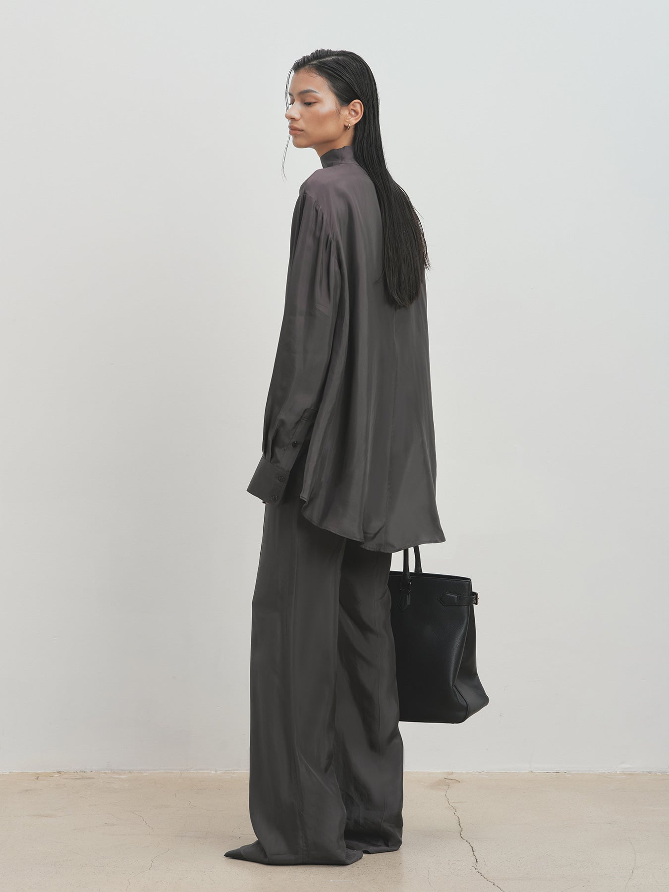 Tonywack - Liquid Flared Tailored Trousers (Grey Khaki) product image 6 | TRAB K-Fashion Australia