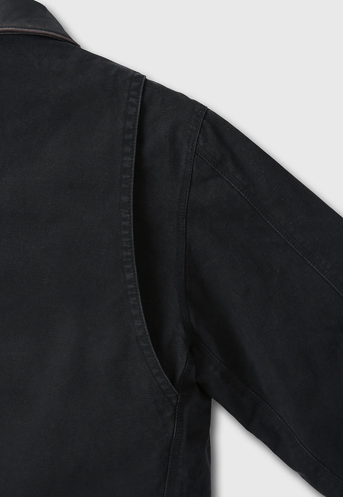 Tonywack - Leather Collar Garment-Washed Zip Work Jacket (Faded Black) product image 13 | TRAB K-Fashion Australia