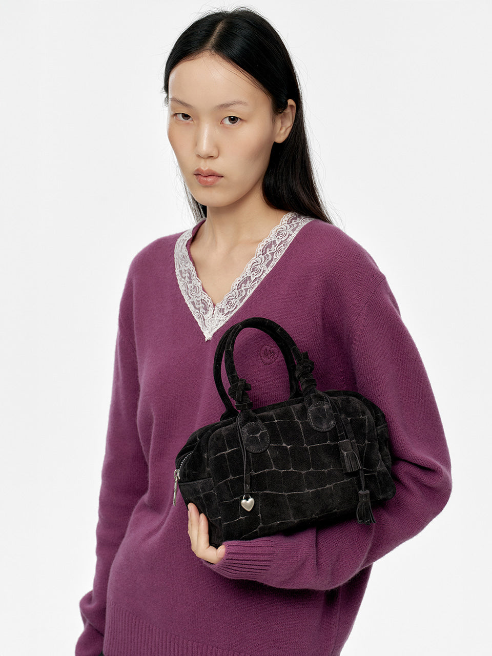 Marge Sherwood - Soft Bowling (Black Croc-Effect Suede) product image 2 | TRAB K-Fashion Australia
