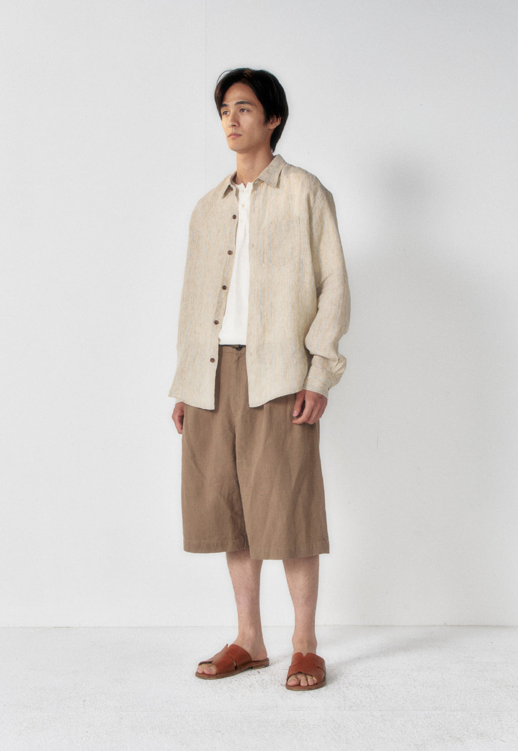 Art if acts - Linen Stripe Pocket Shirt (Beige) product image 2 | TRAB K-Fashion Australia