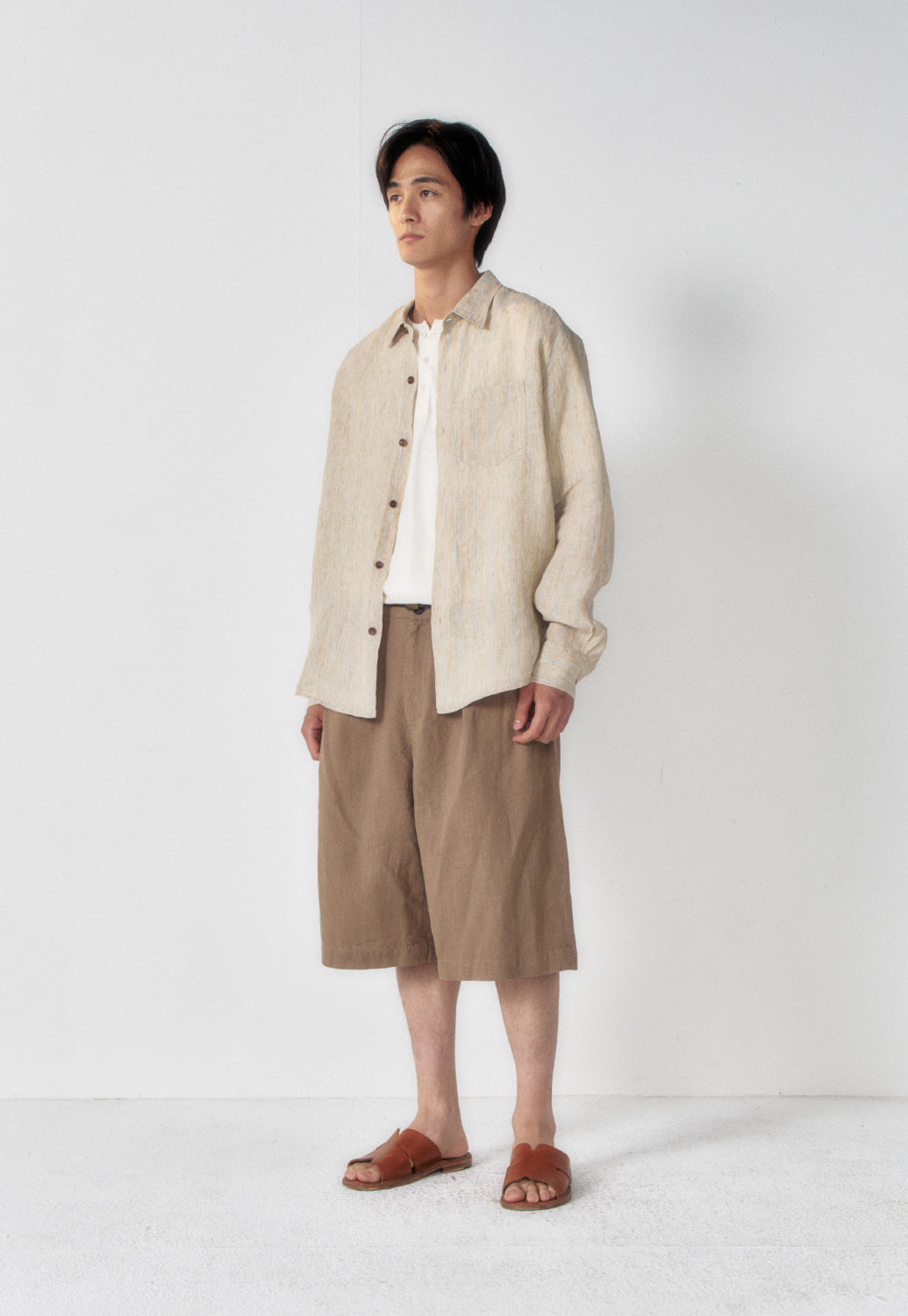 Art if acts - Linen Stripe Pocket Shirt (Beige) product image 2 | TRAB K-Fashion Australia