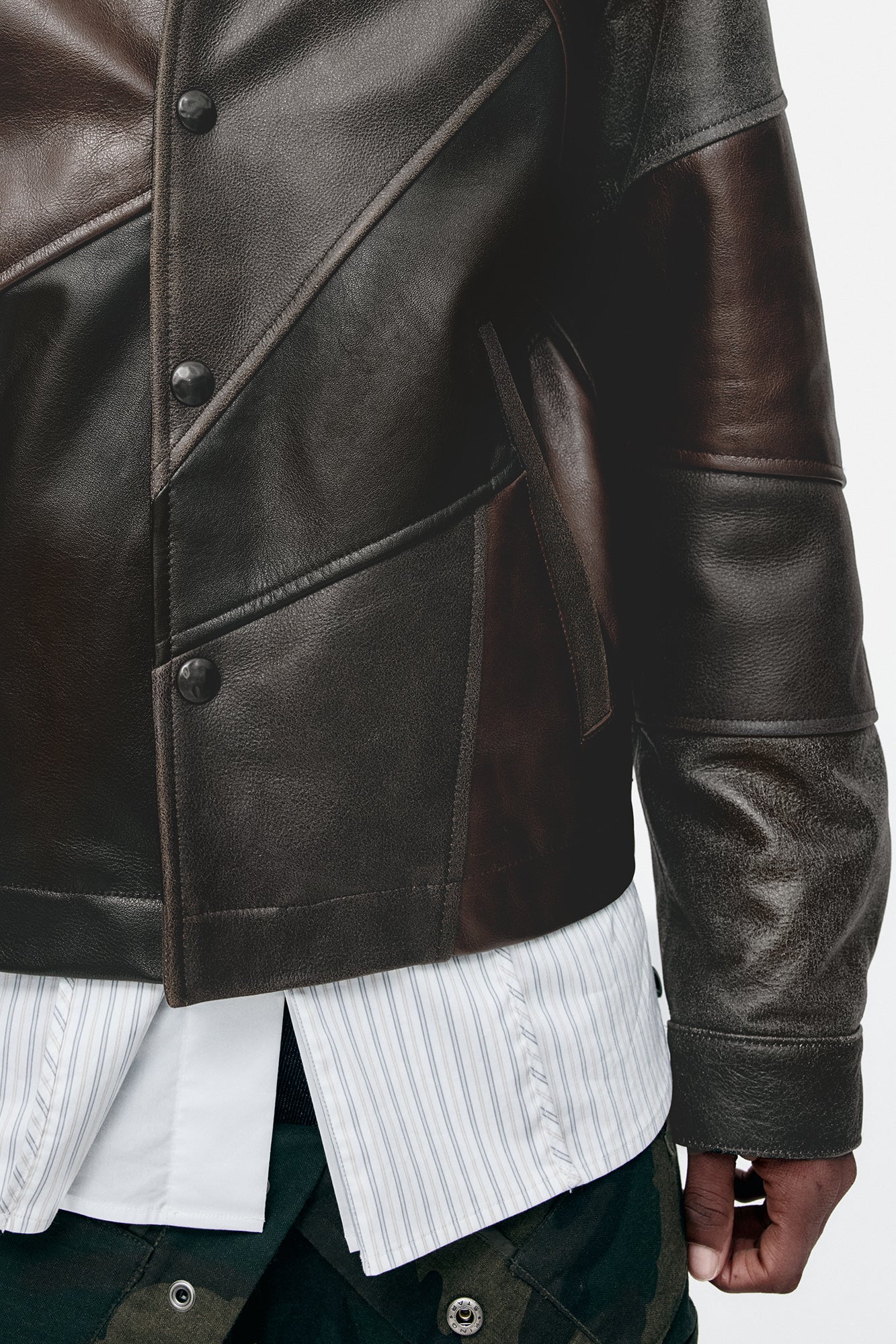 Andersson Bell - Unisex Patchwork Leather Jacket (Black/Brown) product image 5 | TRAB K-Fashion Australia